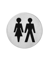 Intersteel pictogram rond wc dames en heren zelfklevend inox mat