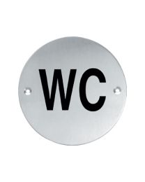 Intersteel pictogram rond wc "wc" met schroefgaten inox mat