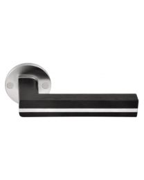 Formani deurkruk "L/L" rozet TWO inox mat+zwart eik /paar