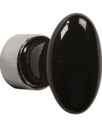 Wallebroek meubelknop ovaal B33xH32mm nikkel poli+zwart porselein