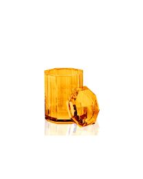 Decor Walther container met deksel Ø9xH14 kristalglas amber geel