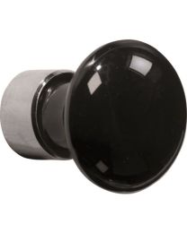 Wallebroek meubelknop paddestoel 30mm nikkel poli+zwart porselein