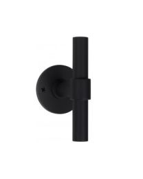 Formani deurknop/meubelknop "T" Ø15mm 100mm vast op rozet mat zwart